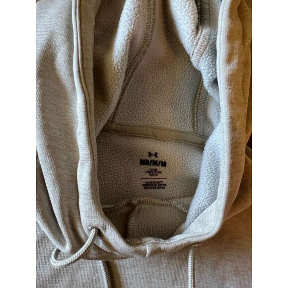 Under Armour Mens Ivory Athletic Pullover Hooded Sweatshirt Size Medium - Picture 3 of 3